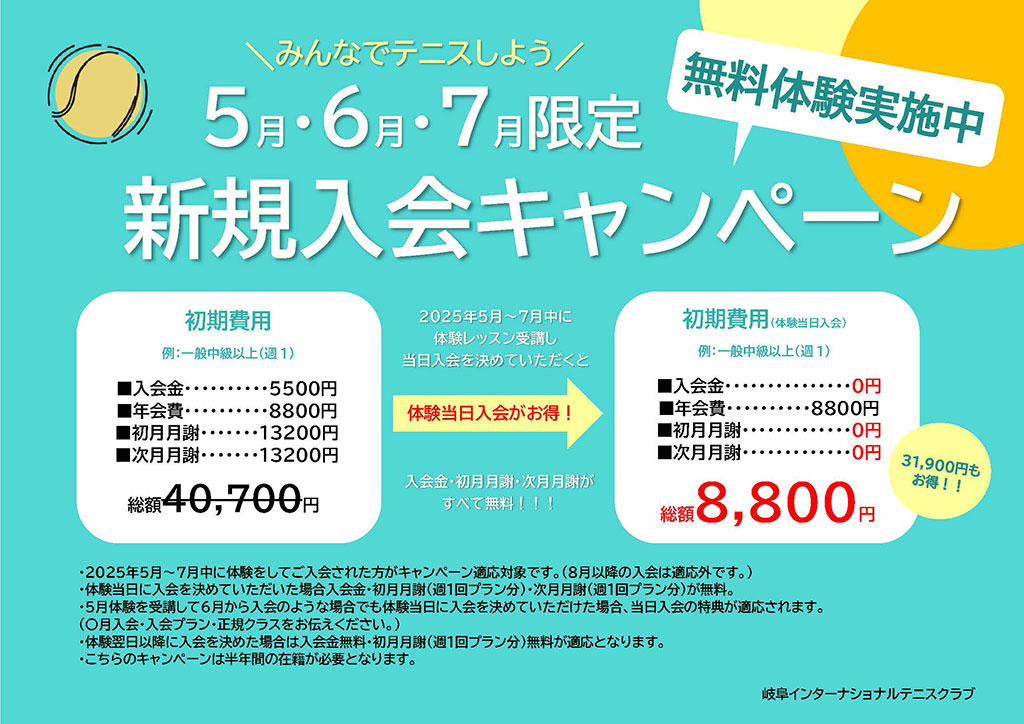 入会キャンペーン
